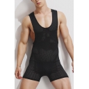 Men's Sexy Mesh Cloth Lingerie Jumpsuit Singlet Underwear Hot Club Wear Homewear Black Superbody Jockstrap