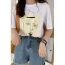 Summer Hot Stylish Short Sleeve Round Neck Cartoon Printed Basics T-Shirt