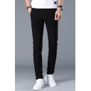 Fashion Basic Simple Plain Slim Fitted Casual Cotton Dress Pants for Men