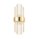Postmodern Cylinder Wall Sconce Clear Crystal Wall Lamp in Gold Finish for Dining Room