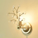 Classic Style Candle Wall Sconce with Clear Crystal One Light Metal Wall Light in Gold for Dining Room