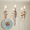 Foyer Candle Ceiling Pendant with Aladdin Resin 6 Lights Traditional White Chandelier