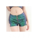 Womens Cool Zipper Fly Cutout Side Dance Night Club Sequined Shorts