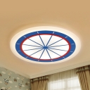 Slim Panel Circle Bedroom Flush Mount Light Acrylic Modern Warm/White Ceiling Lamp in Blue