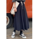 Summer Student Style Tie-Front A-Line High Waist Casual Loose Maxi Skirt