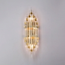 Postmodern Gold Wall Light Tube Clear Crystal Metal Sconce Light for Stair Hotel Kitchen