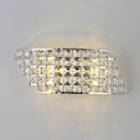 Stair Lattice Shade Wall Sconce Metal Luxurious Chrome Sconce Light with Clear Crystal