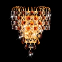 Elegant Style Clear Crystal Wall Light Metal Sconce Light in Gold Finish for Bedroom Stair