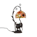 Bedroom Ancient Tripod&Mouse Night Light Resin 1 Bulb Tiffany Creative Desk Light with Sunflower