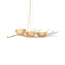 Creative Gold Island Light Nest 3 Heads Metal Island Pendant with Egg for Cafe Restaurant