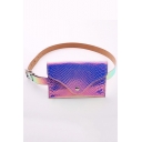 Designer Fashion Ombre Color Snakeskin Pattern Purple Laser Envelope Bag Belt Purse