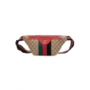 Trendy Classic Printed Colorblock Striped Tape Patched Zipper Chest Bag Belt Bag 37.5*16*5 CM