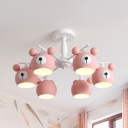 Bear Shaped Chandelier 5/6 Lights Cartoon Cute Metal Suspension Light for Kids Bedroom