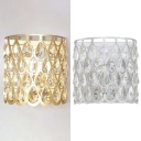 Luxurious Style Teardrop Crystal Wall Light Metal Sconce Light in Gold/Silver for Corridor Bedroom