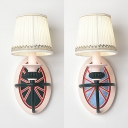 Fabric Fold Tapered Wall Light 1 Head Traditional Style Sconce Light in Blue/Green for Corridor