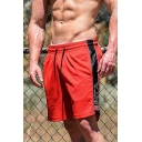 Popular Fashion Letter BUT 2 Printed Contrast Patched Side Drawstring Waist Men's Fashion Quick Drying Athletic Shorts