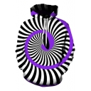 Cool Unique Black and White Stripe Purple Whirlpool 3D Print Pullover Unisex Hoodie