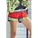 Cool Girls Simple Street Letter Printed Hip Hop Style Red Athletic Shorts