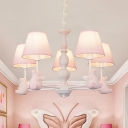 Resin Bear/Elephant/Piggy Chandelier 5/6 Lights Cute Modern Pendant Light in White/Pink for Kid Bedroom