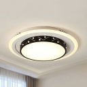 Hollow Round LED Flush Mount Light Modern Style Acrylic Black/White Ceiling Lamp in Warm/White for Kitchen