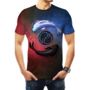 Unique Chinese Style Funny Tai Ji Fish 3D Print Short Sleeve Tee