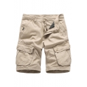 Men's Summer Trendy Simple Solid Color Multi-pocket Casual Cotton Cargo Shorts