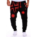 Men's Hot Fashion Stars Printed Drawstring Waist Casual Loose Sweatpants