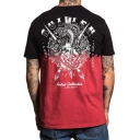 Mens Cool Snake Logo Printed Two-Tone Black and Red Casual T-Shirt
