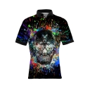 Cool Splash-Ink Skull 3D Pattern Short Sleeve Slim Polo Shirt for Men