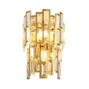 Modern Gold Wall Light 2-Tier 3 Bulbs Metal Sconce Light with Clear Crystal for Living Room
