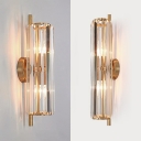 Luxurious Gold Wall Light Flute Shape 2 Heads Metal Striking Crystal Wall Sconce for Kitchen