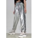 New Arrival Fashion Sliver Striped Side Elastic Waist Casual Loose Sport Track Pants