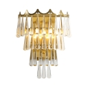 Clear Crystal Teardrop Wall Light Contemporary LED Sconce Light in Gold for Living Room