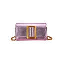 New Trendy Solid Color Belt Buckle Vintage Square Crossbody Bag with Chain Strap 20*11*5 CM