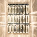 Rectangle Stair Hallway Wall Light Clear Crystal Modern Simple Wall Sconce in Chrome Finish