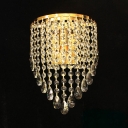 One Bulb Candle Wall Sconce Luxurious Striking Crystal Sconce Light in Gold for Study Room