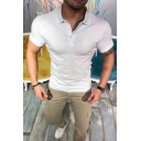 Mens Hot Popular Simple Plain Short Sleeve Slim Fit Lapel Polo Shirt