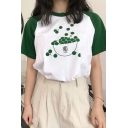 New Trendy Fruit Printed Raglan Sleeve Contrast Neck Printed Cute T-Shirts