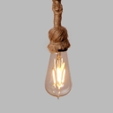 Rustic Stylish Open Bulb Pendant Light 1/3 Pack 1 Bulb Rattan Cord Hanging Light in Brown for Hallway