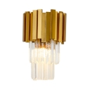 Metal Flute Wall Light with Clear Crystal Bedroom Villa 1 Light Modern Style Wall Lamp in Gold