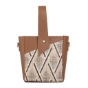 Designer Plaid Pattern Vintage Top Handle Crossbody Bucket Bag 18*19*10 CM