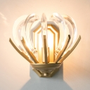 Elegant Candle Sconce Light Metal 1 Head Gold Wall Lamp with Crystal Deco for Study Room