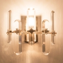 Metal Square Wall Lamp with Clear Crystal 1 Light Simple Style Sconce Light for Dining Room