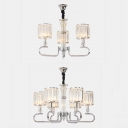 Clear Crystal Drum Chandelier Dining Room 3/6 Lights Luxurious Style Hanging Lamp in Chrome