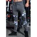 New Fashion Popular Camouflage Patched Letter Print Drawstring Waist Sports Joggers Sweatpants for Men
