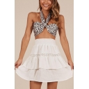 Womens Stylish Plain Elastic Waist High Rise Cotton Mini A-Line Layered Skirt