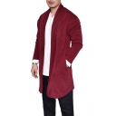 Autumn Winter Mens Simple Plain Fashion Long Sleeve Single Button Tunic Cardigan Coat
