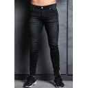 Men's Popular Fashion Contrast Tape Side Skinny Ripped Jeans