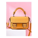 Women's Fashion Solid Color PU Leather Belt Buckle Vintage Crossbody Satchel Handbag 20*7*14 CM