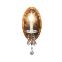 1 Light Candle Wall Light Vintage Style Resin Sconce Light with Clear Crystal for Cafe Bar
